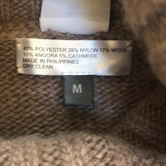 Portolano size M taupe turtle neck wool blend poncho top - Picture 5 of 8